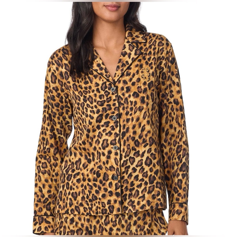LAUREN-RALPH LAUREN Women’s long sleeve leopard print pajama top NWT-Macy’s tag